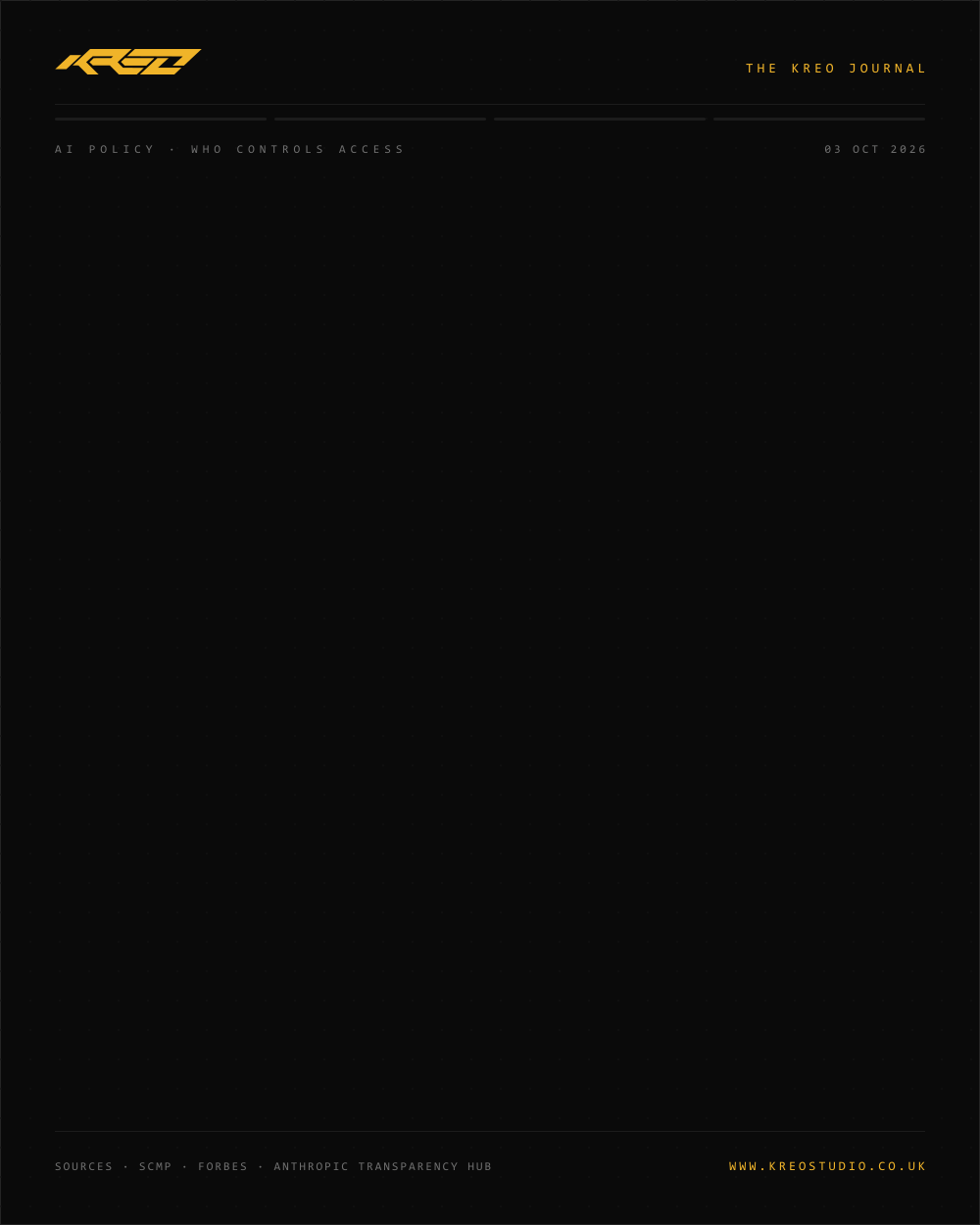 Animated poster: a paying user's connection to Claude is severed with the message suspicious signals, followed by the company's enforcement numbers and the line that if access can be switched off you own nothing.